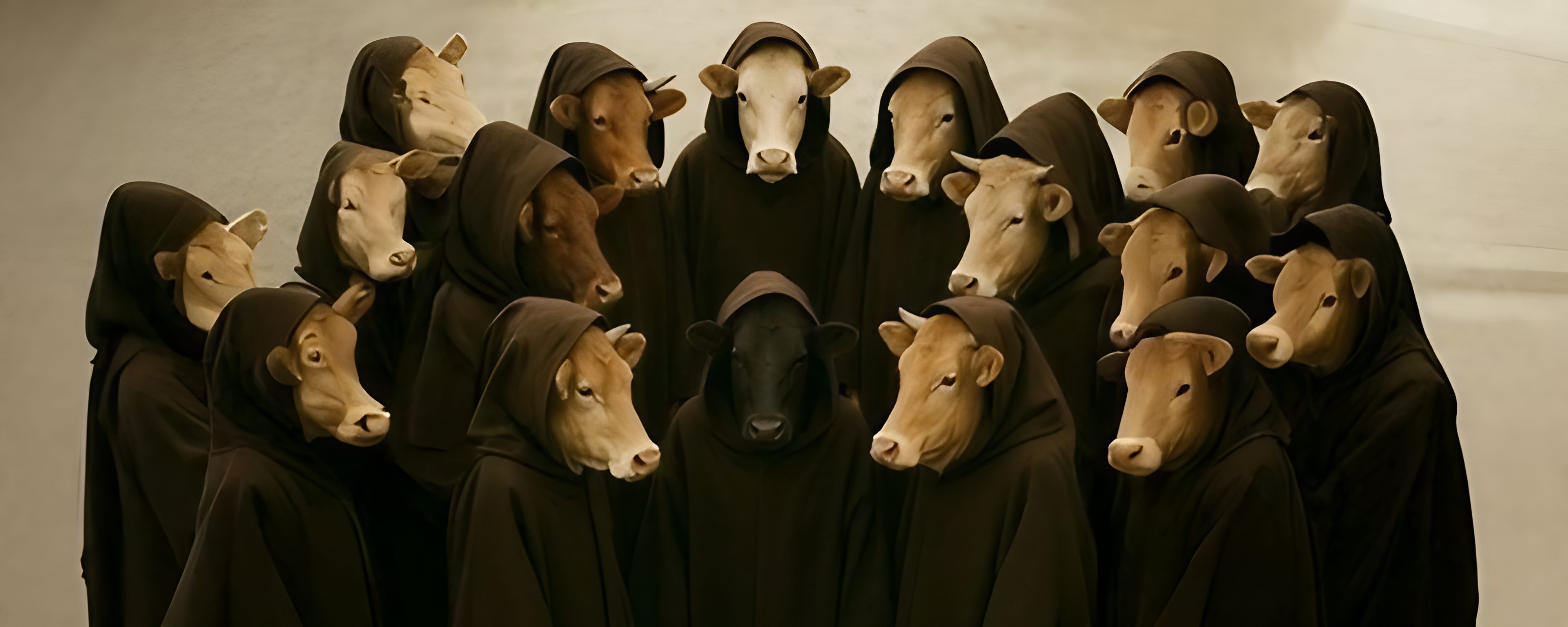 $COWBAL - The Sacred Memecoin Cabal - Hooded cows in mystical formation